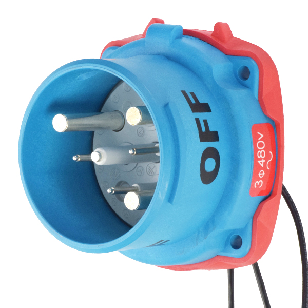 33-68243-C-K04-263 - DS100C INLET POLY BLUE SIZE 4 TYPE 3R 3P+G 100A 480 VAC 60 Hz +3 AUX